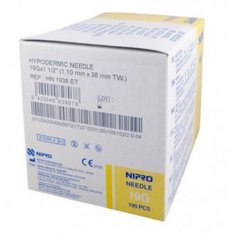 Igły iniekcyjne NIPRO Hypodermic 1,1x38 19G a'100szt HN1938ET