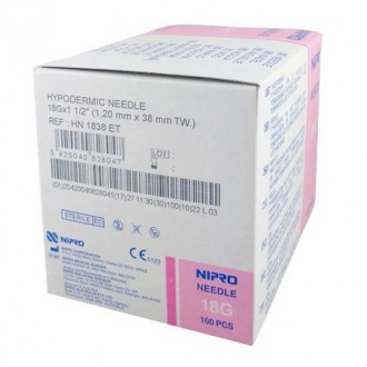 Igły iniekcyjne NIPRO Hypodermic 1,2x38 18G a'100szt HN1838ET