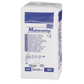 Kompres niesterylny 13N 8W gaza Matocomp 7.5 x 7.5 cm 100szt 