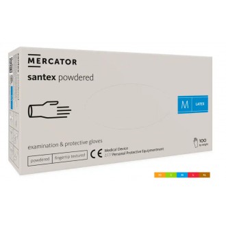 RĘKAWICE lateksowe SANTEX pudrowane opak. 100 sztuk MERCATOR MEDICAL