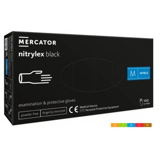 RĘKAWICE nitrylowe czarne NITRYLEX BLACK PF bezpudrowe, 100 sztuk MERCATOR MEDICAL