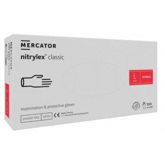 RĘKAWICE nitrylowe białe NITRYLEX WHITE PF bezpudrowe 100 sztuk MERCATOR MEDICAL  