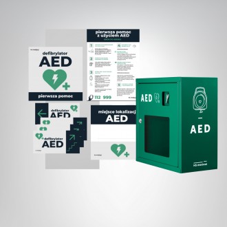 Szafka metalowa na defibrylator AED + zestaw tablic PRIMEDIC