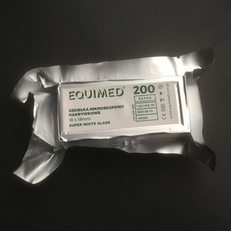 SZKIEŁKA mikroskopowe NAKRYWKOWE 24x24mm 0,13-0,16mm opak. 200szt. SUPER WHITE GLASS EQUIMED