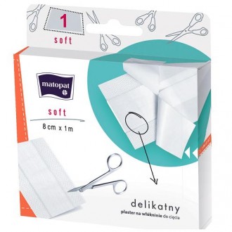 SOFT plaster włókninowy 8cm x 1m z opatrunkiem Matopat SOFT plaster włókninowy 8cm x 1m z opatrunkiem Matopat