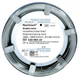 DRUT bezniklowy NONINIUM 0.8mm okrągły sprężysto twardy 20m 520-082-10 Dentaurum DRUT bezniklowy NONINIUM 0.8mm okrągły sprężysto twardy 20m 520-082-10 Dentaurum